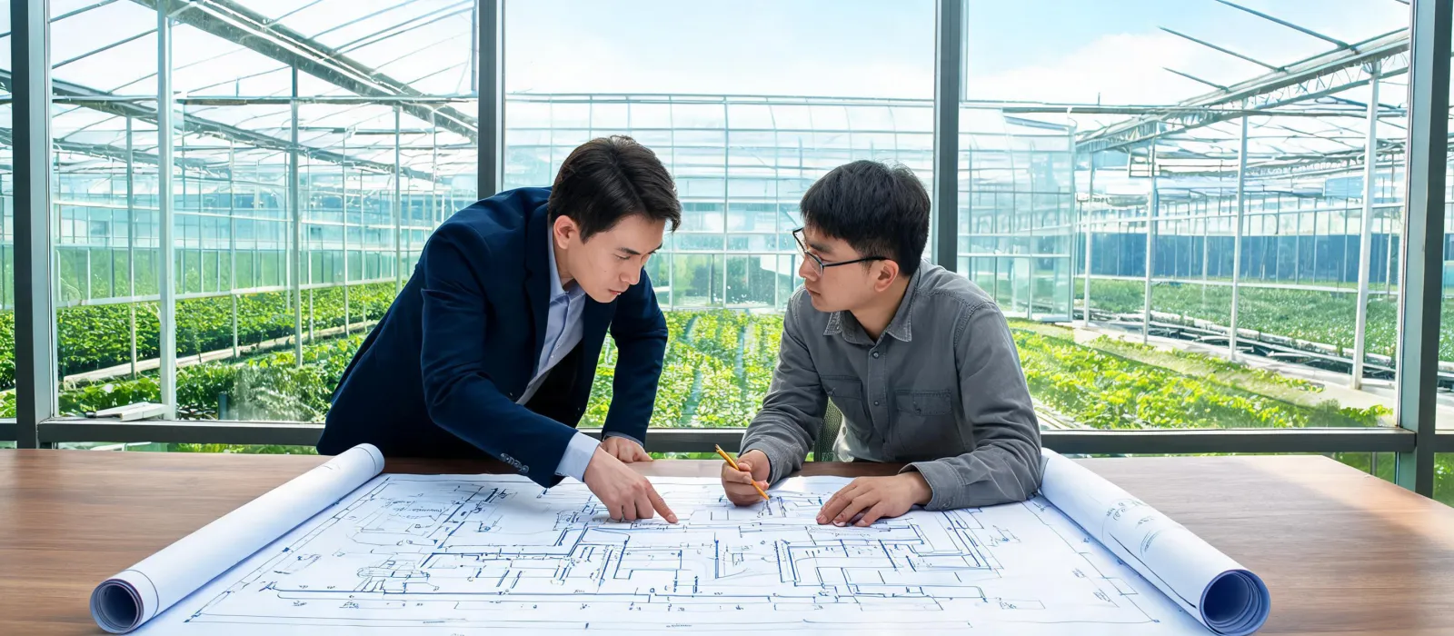 Irrigation procurement discussion around a hydraulic drawing
